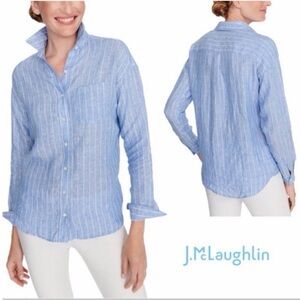 J. McLaughlin Blue Striped Button-Up Shirt